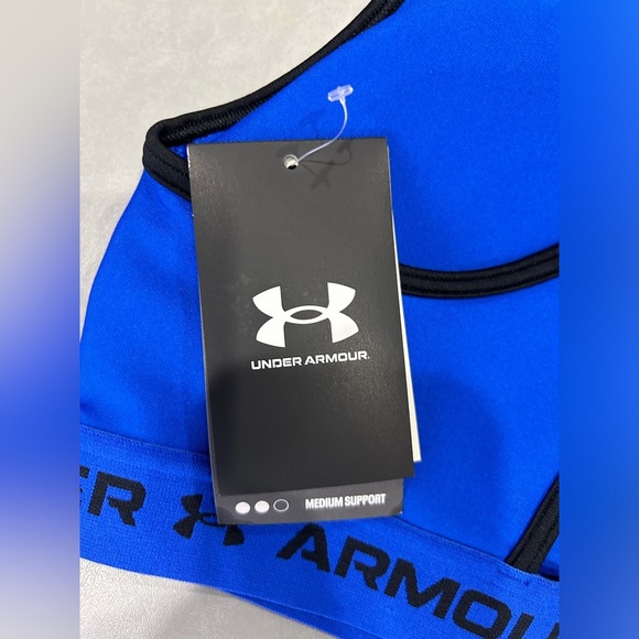 Under Armour Women's L Large Crossback Mid Medium-Impact Sports Bra Blue NWT - Picture 3 of 5
